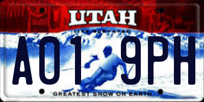 UT license plate A019PH