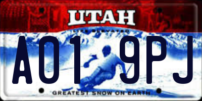 UT license plate A019PJ