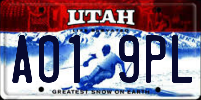 UT license plate A019PL