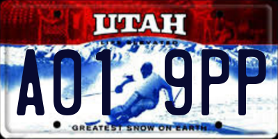 UT license plate A019PP