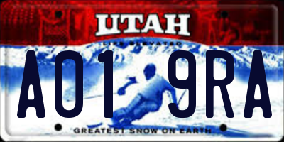 UT license plate A019RA