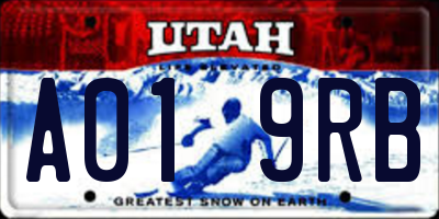 UT license plate A019RB