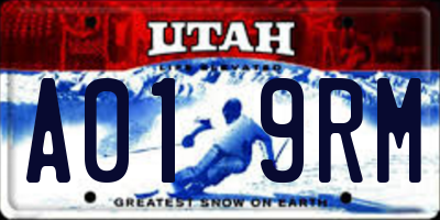 UT license plate A019RM