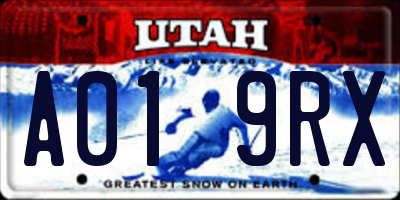 UT license plate A019RX