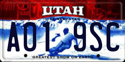 UT license plate A019SC