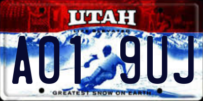 UT license plate A019UJ