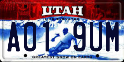 UT license plate A019UM