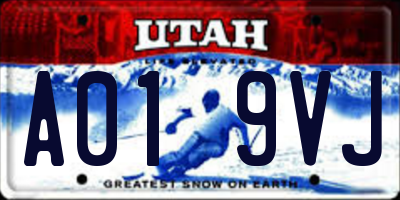 UT license plate A019VJ