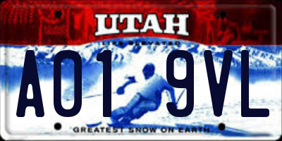 UT license plate A019VL