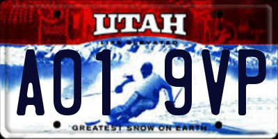 UT license plate A019VP