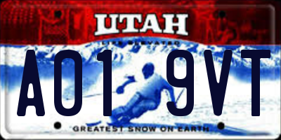 UT license plate A019VT