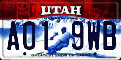 UT license plate A019WB