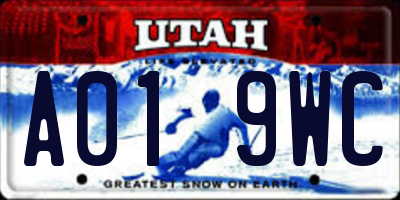 UT license plate A019WC