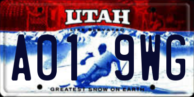 UT license plate A019WG