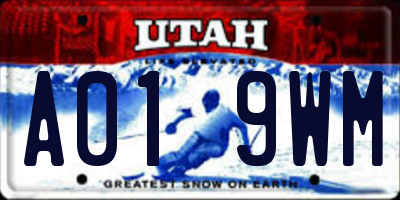 UT license plate A019WM