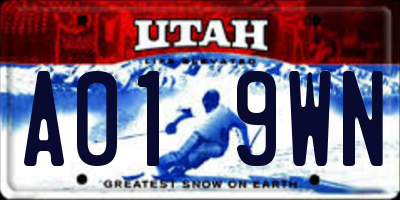 UT license plate A019WN