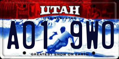 UT license plate A019WO