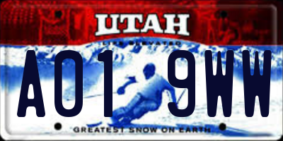 UT license plate A019WW