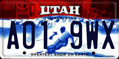 UT license plate A019WX