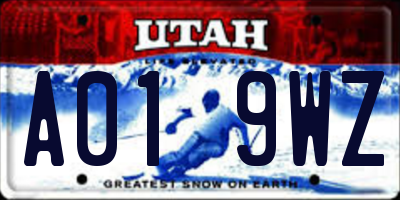 UT license plate A019WZ