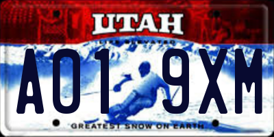 UT license plate A019XM