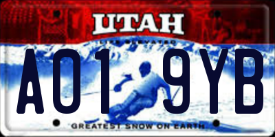 UT license plate A019YB