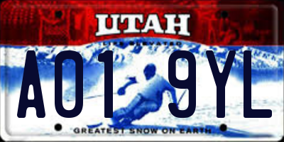 UT license plate A019YL