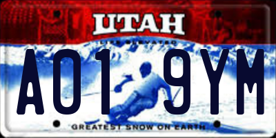 UT license plate A019YM