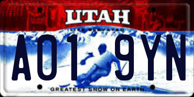 UT license plate A019YN