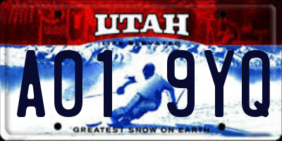 UT license plate A019YQ