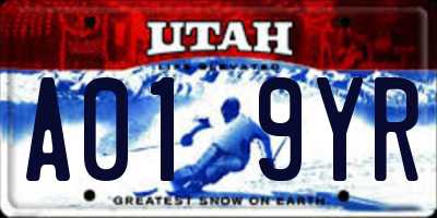 UT license plate A019YR