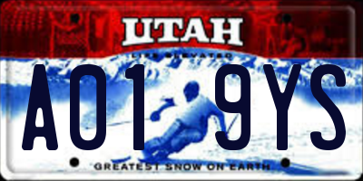 UT license plate A019YS