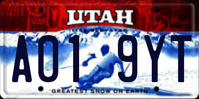 UT license plate A019YT