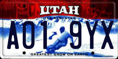 UT license plate A019YX