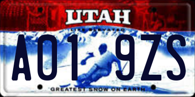 UT license plate A019ZS