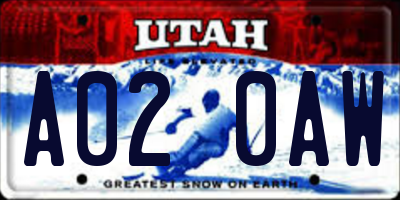 UT license plate A020AW