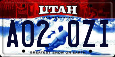 UT license plate A020ZI