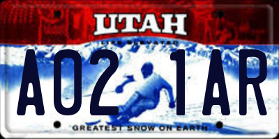 UT license plate A021AR