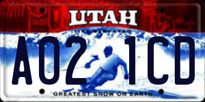 UT license plate A021CD