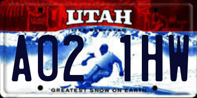 UT license plate A021HW