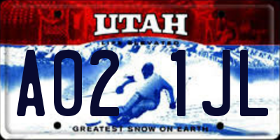 UT license plate A021JL