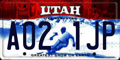 UT license plate A021JP