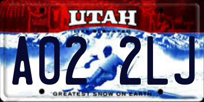 UT license plate A022LJ