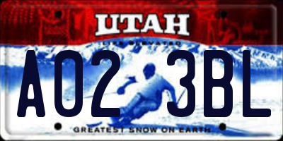 UT license plate A023BL