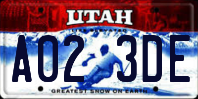 UT license plate A023DE