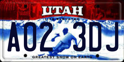 UT license plate A023DJ