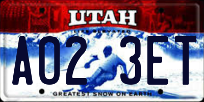 UT license plate A023ET