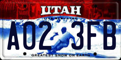 UT license plate A023FB