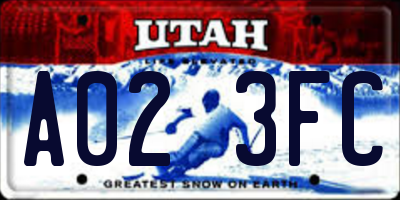 UT license plate A023FC