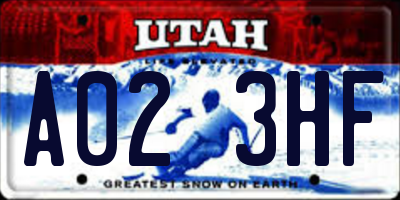 UT license plate A023HF